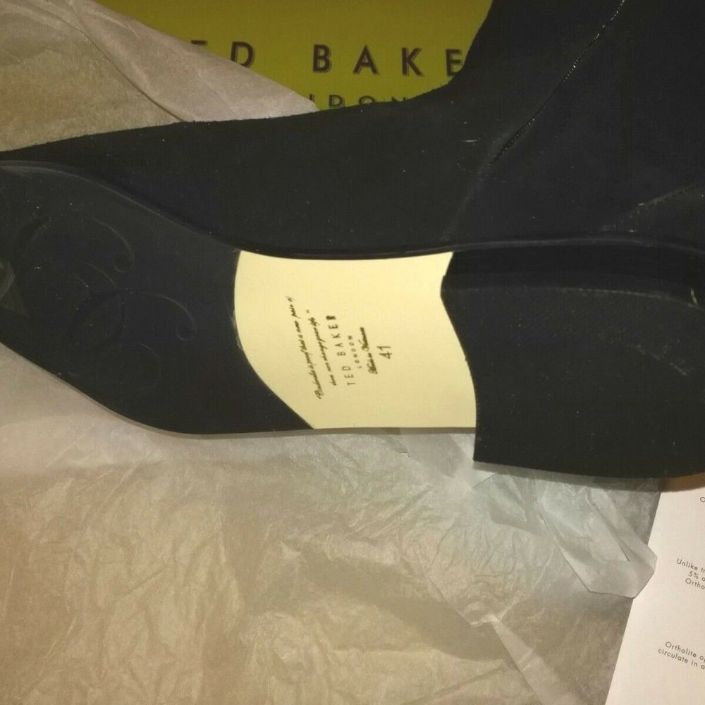 Designer NEW Boots Tall Riding Suede Leather OrthoLite Comfort BLACK 10 - Picture 11 of 13